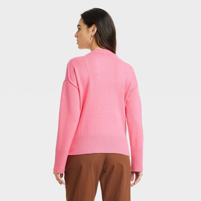 slide 2 of 3, Women's Crewneck Spring Pullover Sweater - A New Day™ Pink L, 1 ct