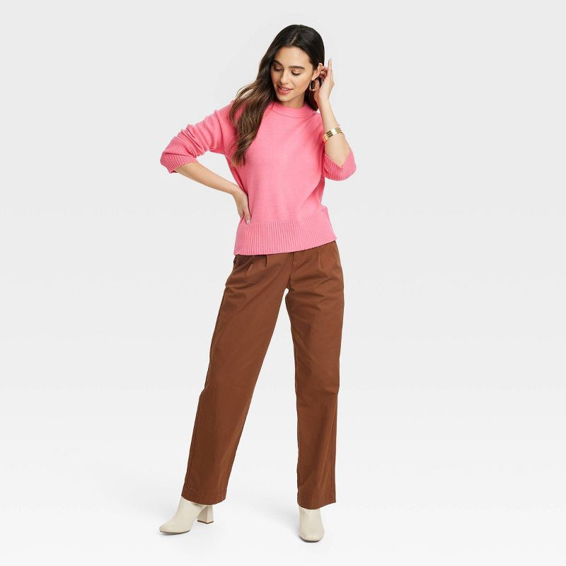 slide 3 of 3, Women's Crewneck Spring Pullover Sweater - A New Day™ Pink L, 1 ct