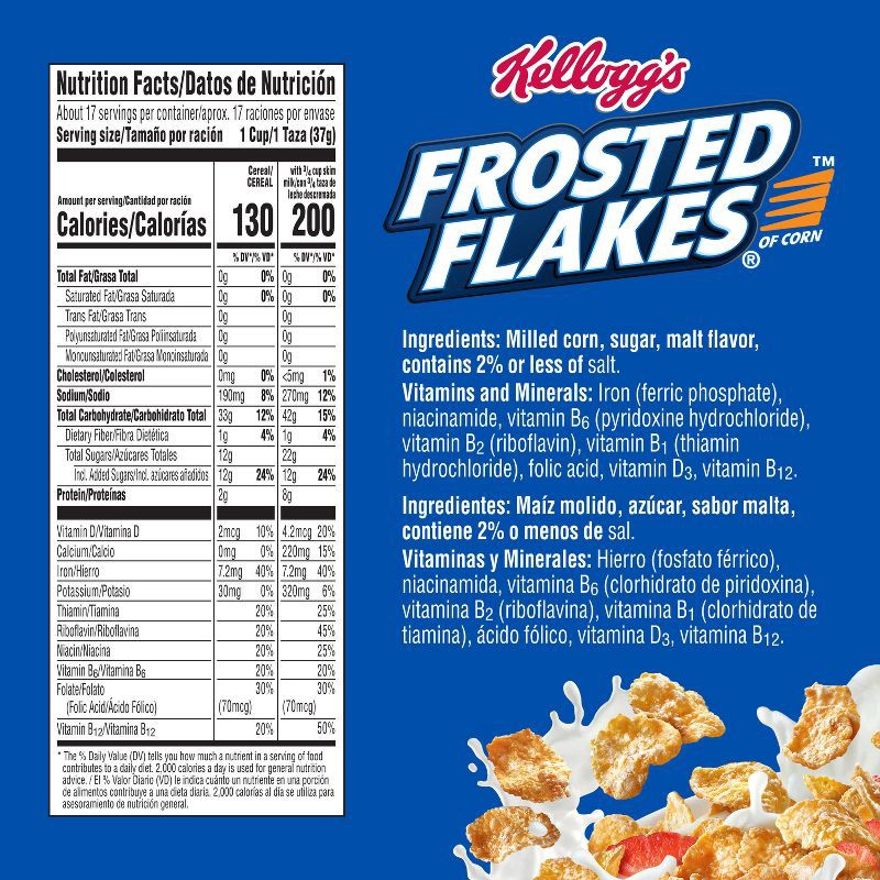 slide 2 of 10, Kellogg's Frosted Flakes Breakfast Cereal - 21.7oz, 21.7 oz