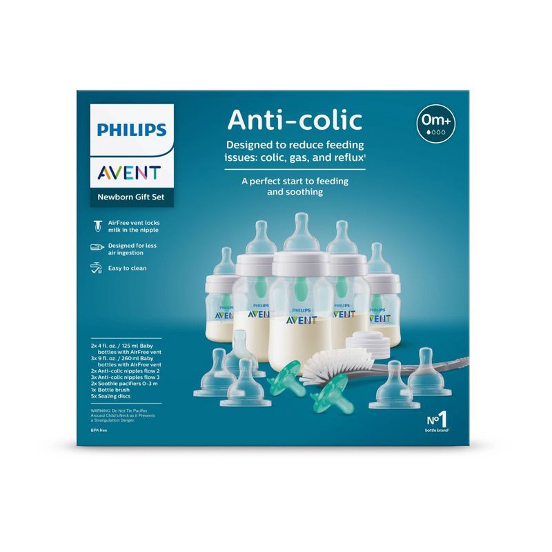 slide 5 of 7, Philips Avent Avent Philips Anti-Colic Baby Bottle with Air-Free Vent Newborn Gift Set - 18pc, 18 ct