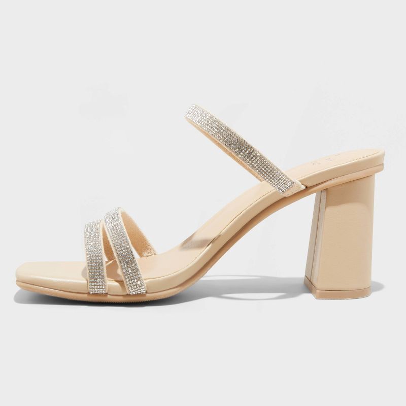 slide 2 of 4, Women's Stacy Mule Heels - A New Day™ Silver 8.5: Slip-On Block Heel, Open Toe, Cushioned Insole, 1 ct
