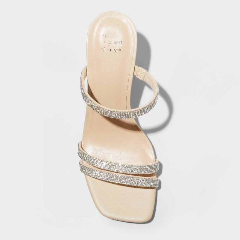 slide 3 of 4, Women's Stacy Mule Heels - A New Day™ Silver 8.5: Slip-On Block Heel, Open Toe, Cushioned Insole, 1 ct