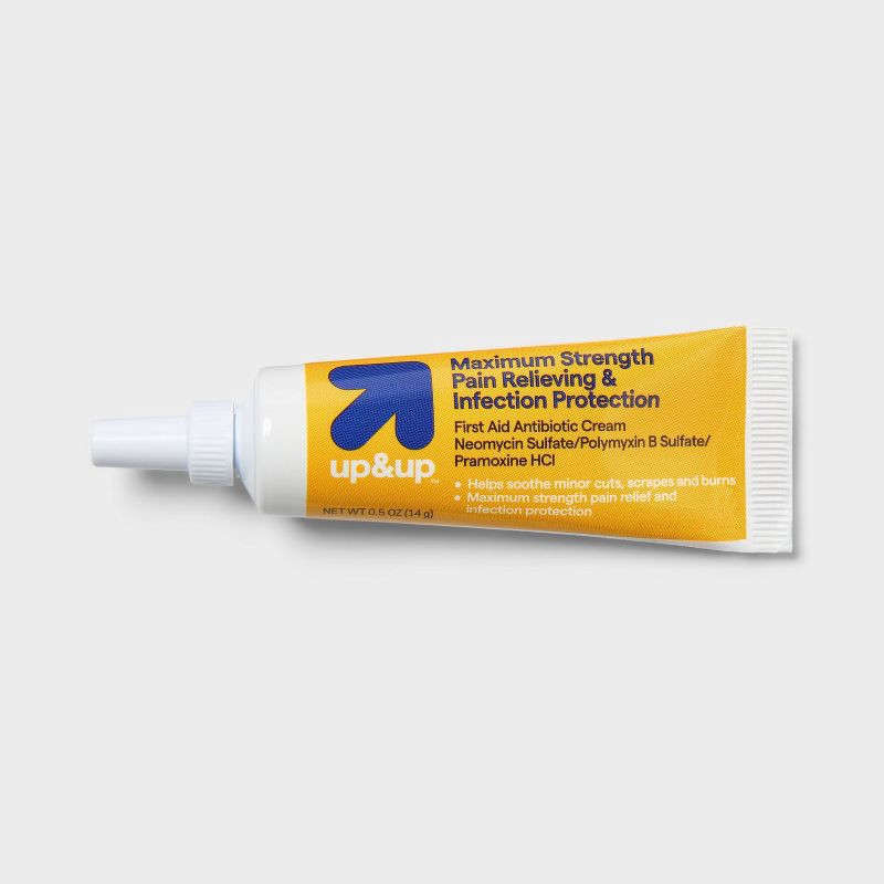 slide 3 of 5, First Aid Antibiotic Pain Relieving Cream - 0.5oz - up&up™, 0.5 oz