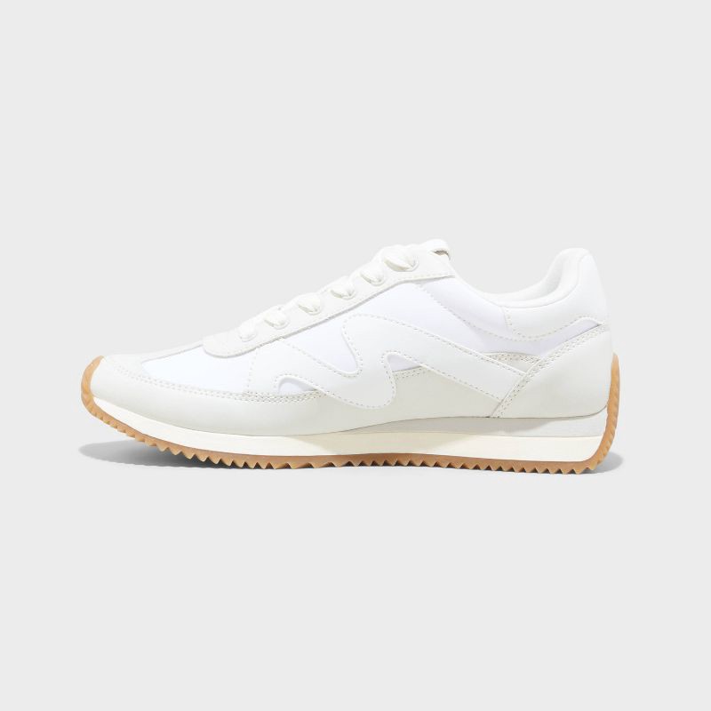 slide 2 of 25, Women's Mercedes Sneakers with Memory Foam Insole - Universal Thread™ White 9: Lace Up, Faux Leather, Textured Outsole, 1 ct