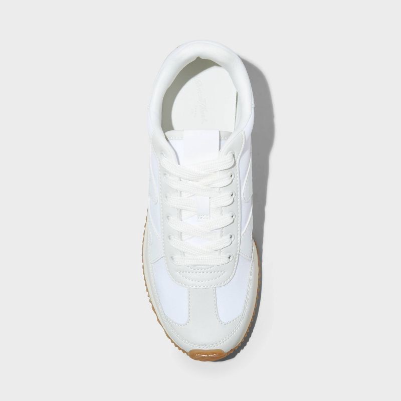 slide 3 of 25, Women's Mercedes Sneakers with Memory Foam Insole - Universal Thread™ White 9.5: Lace Up, Faux Leather, Low Top, 1 ct