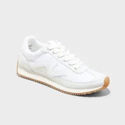 Women's Mercedes Sneakers with Memory Foam Insole - Universal Thread™ White 11: Lace-Up, Faux Leather, Low Top