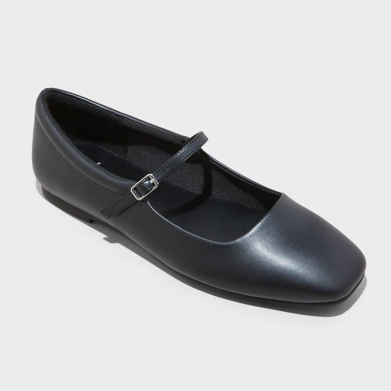 slide 1 of 7, Women's Elsa Mary Jane Ballet Flats with Memory Foam Insole - Wild Fable™ Black 10, 1 ct