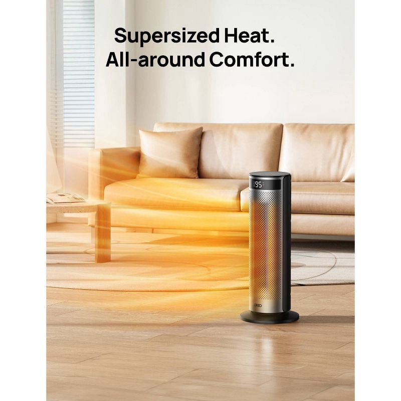 slide 5 of 8, DREO 1500W Solaris Plus 20" Portable Oscillating Ceramic Space Heater for Home with Remote and Thermostat 12H Timer Silver, 1 ct