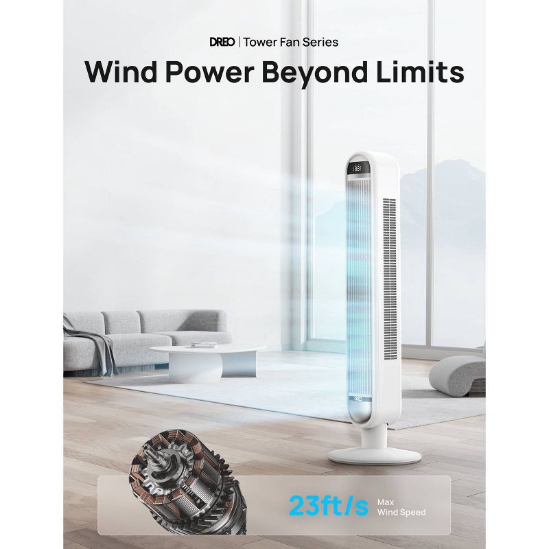 slide 3 of 9, Dreo 42" Cruiser Pro T1 Oscillating Bladeless Remote Tower Fan White, 1 ct