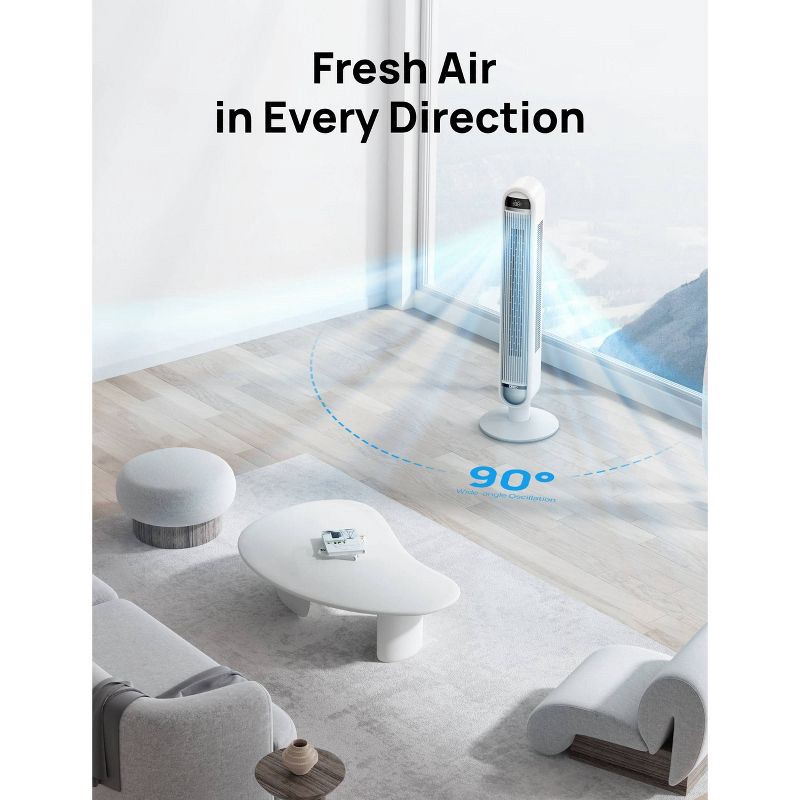 slide 6 of 9, Dreo 42" Cruiser Pro T1 Oscillating Bladeless Remote Tower Fan White, 1 ct