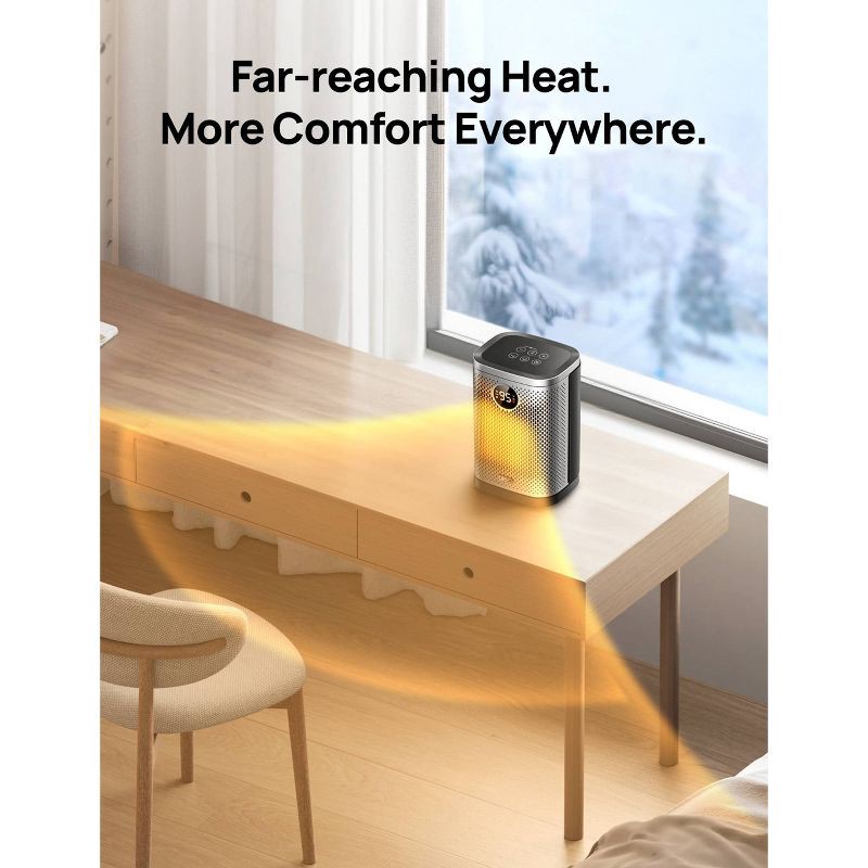 slide 6 of 8, Dreo 1500W Atom Core Portable Oscillating Ceramic Space Heater for Home with Remote and Thermostat 1-12H Timer Silver: Indoor Heater for Bedroom, 1 ct