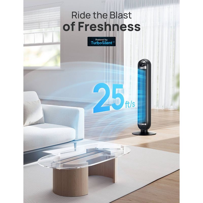 slide 3 of 8, Dreo Nomad 36" Quiet Bladeless Oscillating Tower Fan Black/Silver, 1 ct