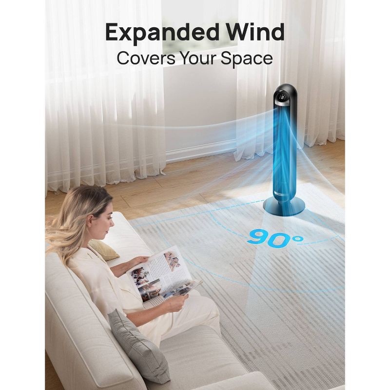 slide 5 of 8, Dreo Nomad 36" Quiet Bladeless Oscillating Tower Fan Black/Silver, 1 ct