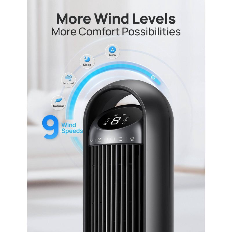 slide 6 of 8, Dreo Nomad 36" Quiet Bladeless Oscillating Tower Fan Black/Silver, 1 ct