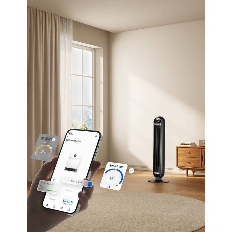 slide 7 of 8, Dreo Nomad 36" Quiet Bladeless Oscillating Tower Fan Black/Silver, 1 ct