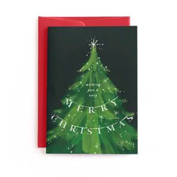 Minted Christmas and New Year Sparkling Tree Greeting Card
