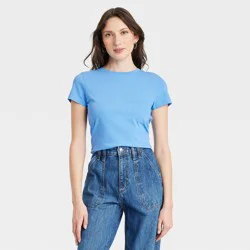 Women's Shrunken Short Sleeve T-Shirt - Universal Thread™ Blue XS