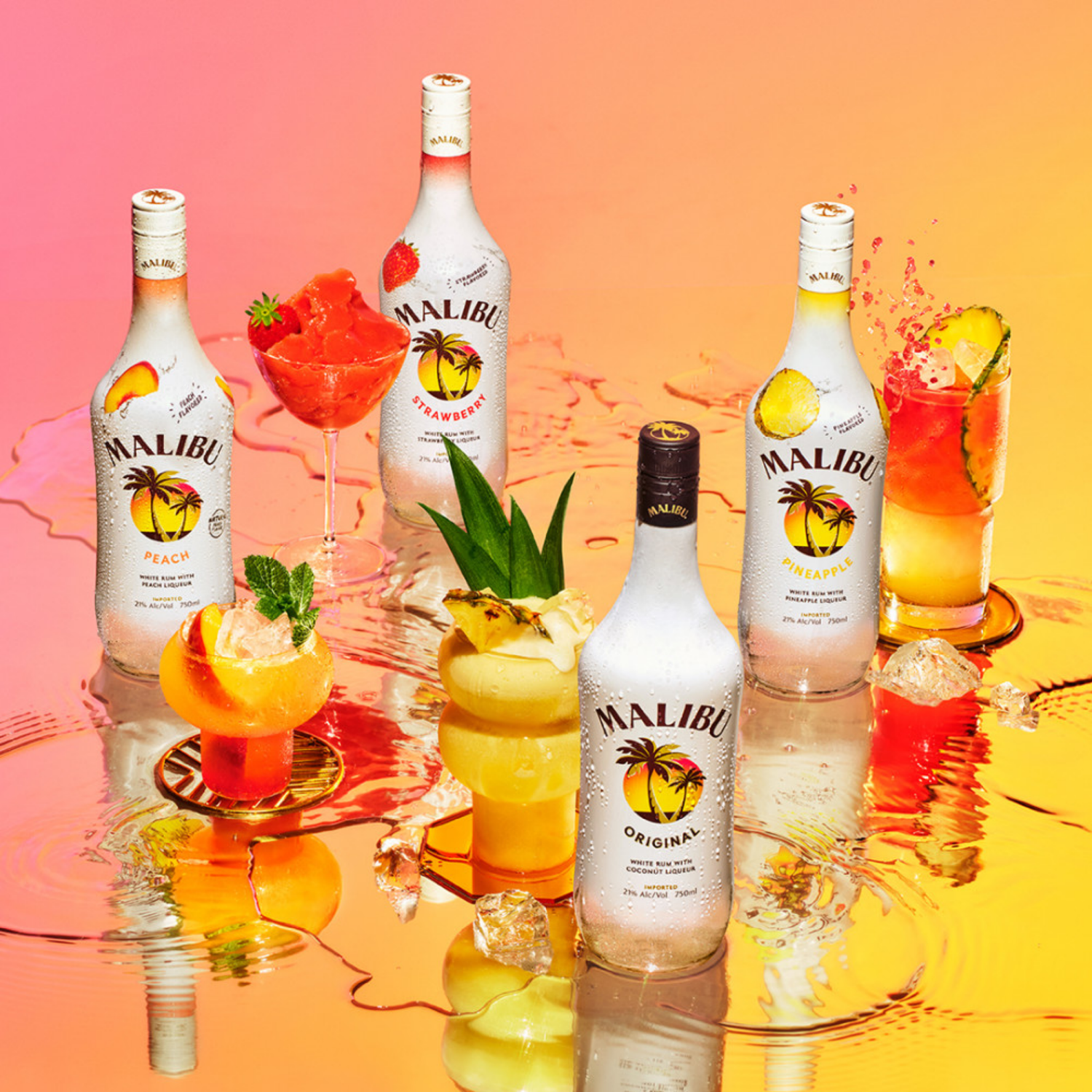 slide 3 of 5, Malibu Caribbean Rum with Pineapple Flavored Liqueur 750mL, 42 Proof, 750 ml