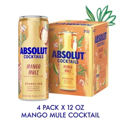 Absolut Sparkling Mango Mule Vodka 4-12 fl oz Cans