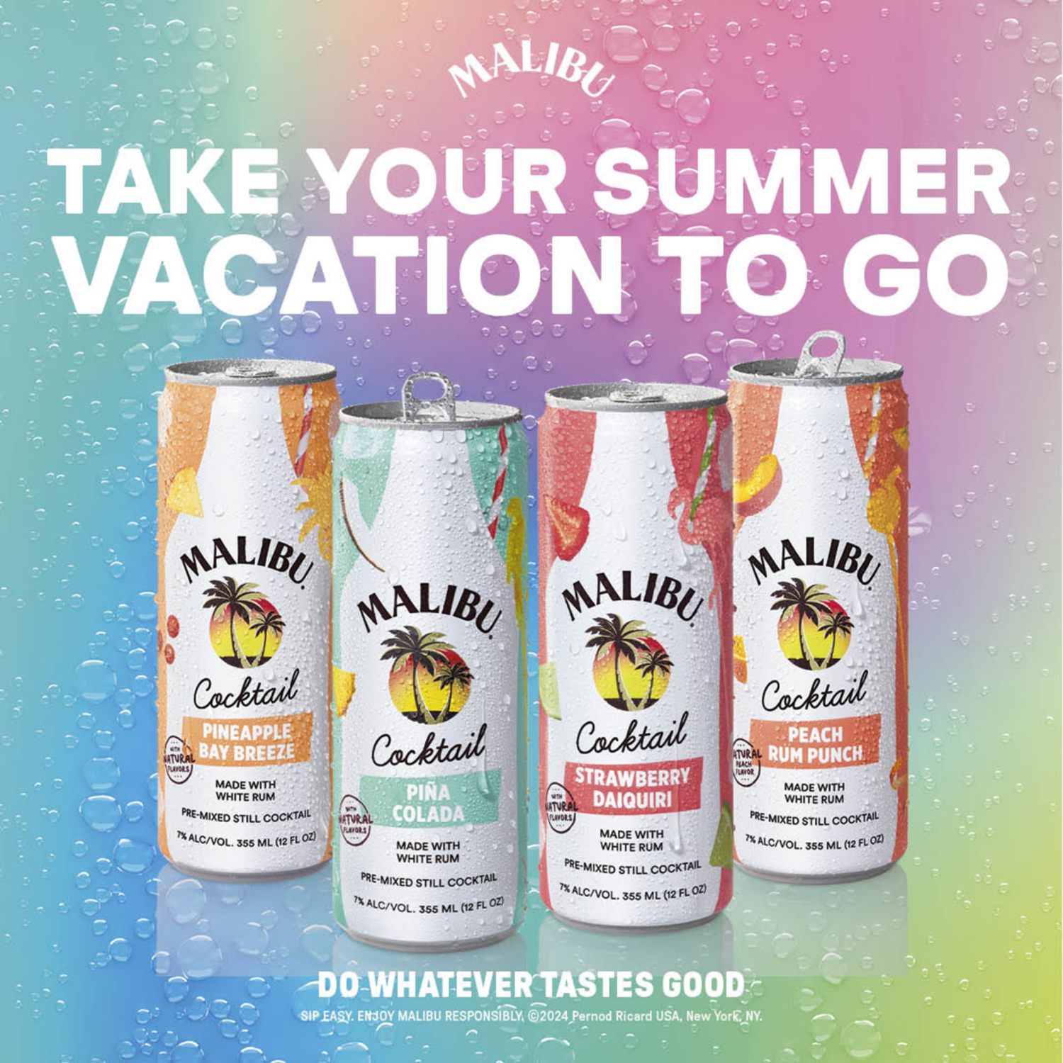 slide 2 of 5, Malibu Rum Cans Malibu Strawberry Daiquiri Ready to Drink Rum Cocktail, 4 Pack, 12 Fl Oz Cans, 7% ABV, 4 ct; 355 ml