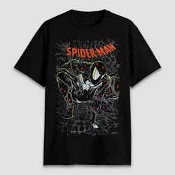 Marvel Men's Spider-Man Dark Short Sleeve Graphic T-Shirt - Black XXL