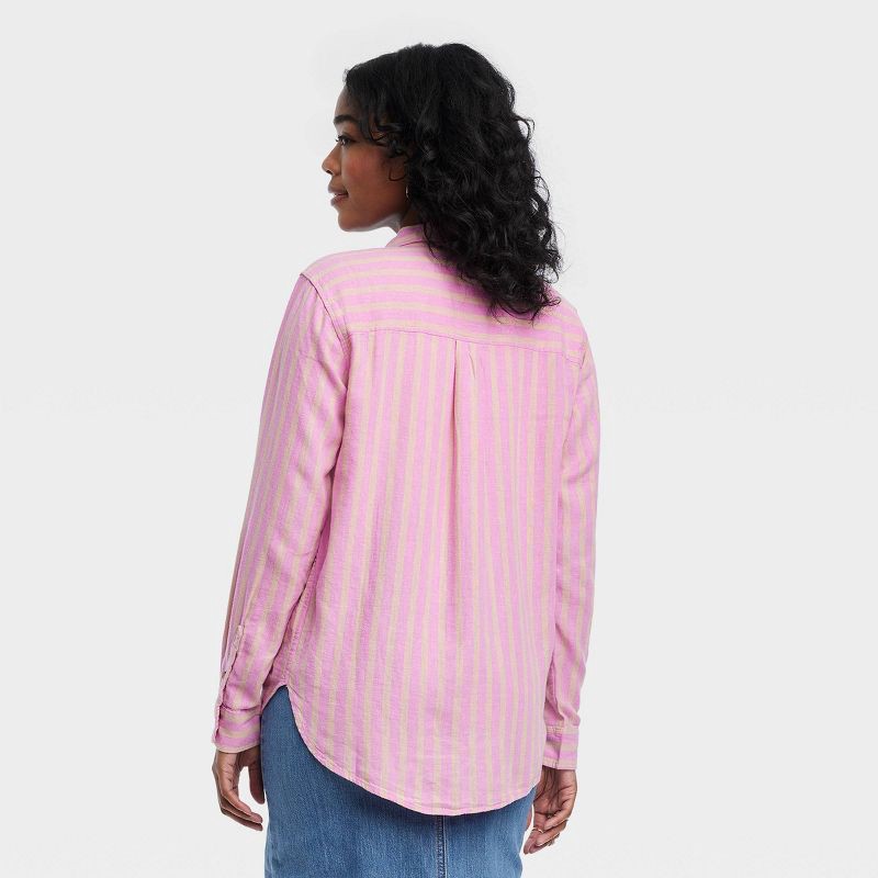 Women's Linen Long Sleeve Collared Button-down Shirt - Universal
