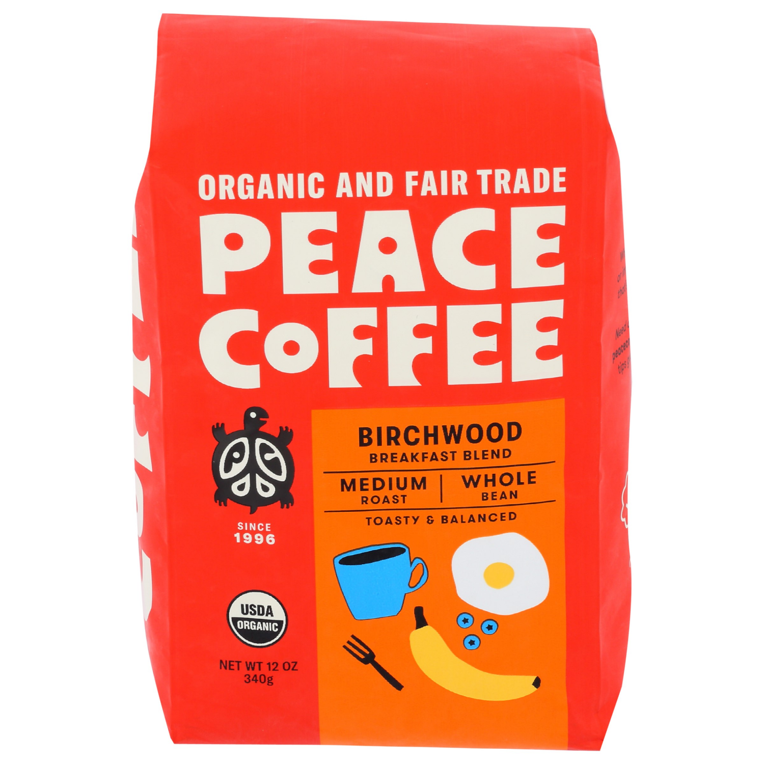 slide 1 of 4, Peace Coffee Whole Bean Medium Roast Birchwood Breakfast Blend Coffee - 12 oz, 12 oz