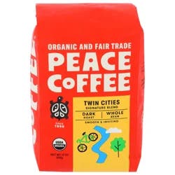 Peace Coffee Organic Fair Trade Twin Cities Blend Dark Roast Whole Bean Coffee- 12 oz