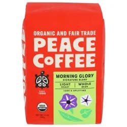 Peace Coffee Organic Morning Glory Light Roast Whole Bean Coffee - 12 oz