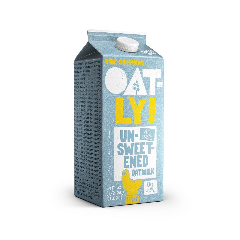 slide 3 of 7, OATLY! Oatly Oatmilk Unsweetened Chilled Non-Dairy Milk - 0.5gal, 1/2 gal