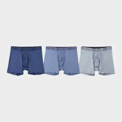 Pair of Thieves Men's Quick Dry Boxer Briefs 3pk - Navy Blue S: Mid Rise, Knit, Elastic Waistband