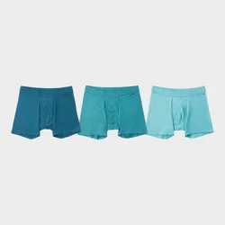 Pair of Thieves Men's Quick Dry Cotton Boxer Briefs 3pk - Green XL: Mid Rise, Knit, Elastic Waistband