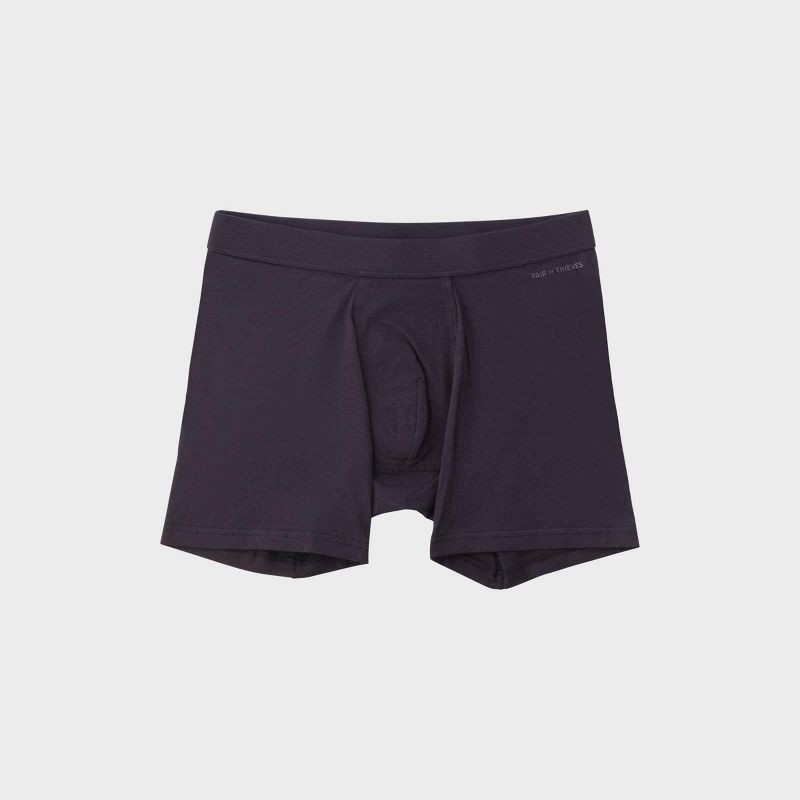 slide 7 of 7, Pair of Thieves Men's Quick Dry Cotton Boxer Briefs 3pk - Black S: Mid Rise, Fold Over Waistband, Machine Washable, 3 ct