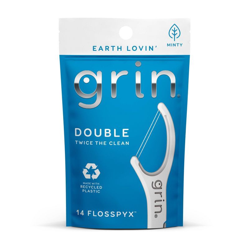 slide 1 of 8, Grin Oral Care Double Floss Picks - Trial Size - 14ct, 14 ct