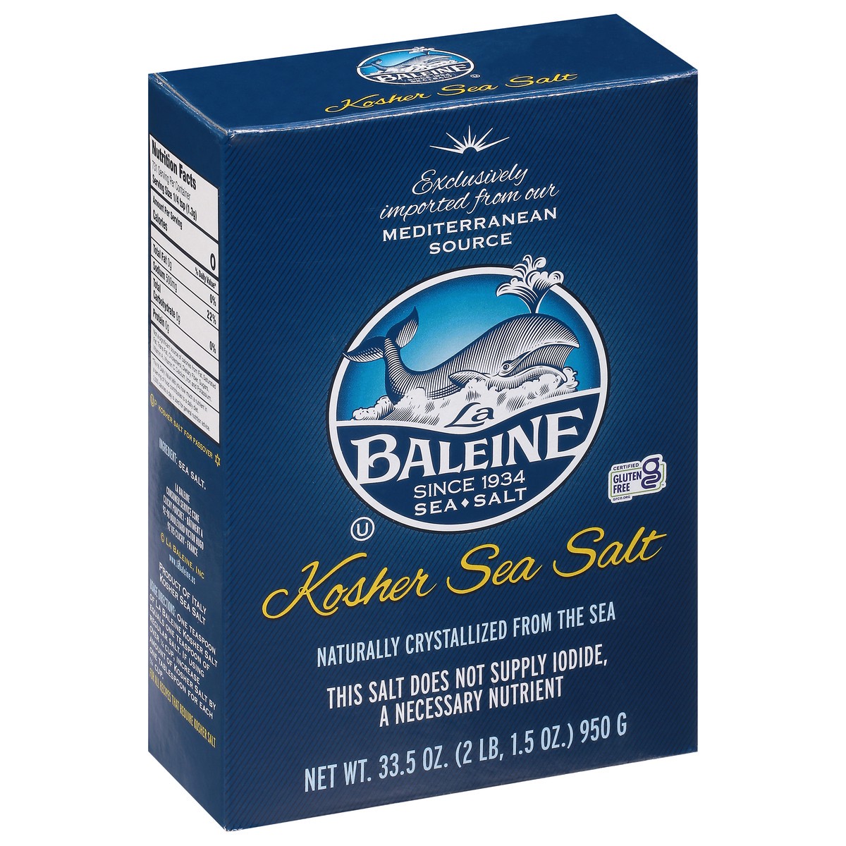slide 2 of 9, La Baleine Kosher Sea Salt 33.5 oz, 33.5 oz