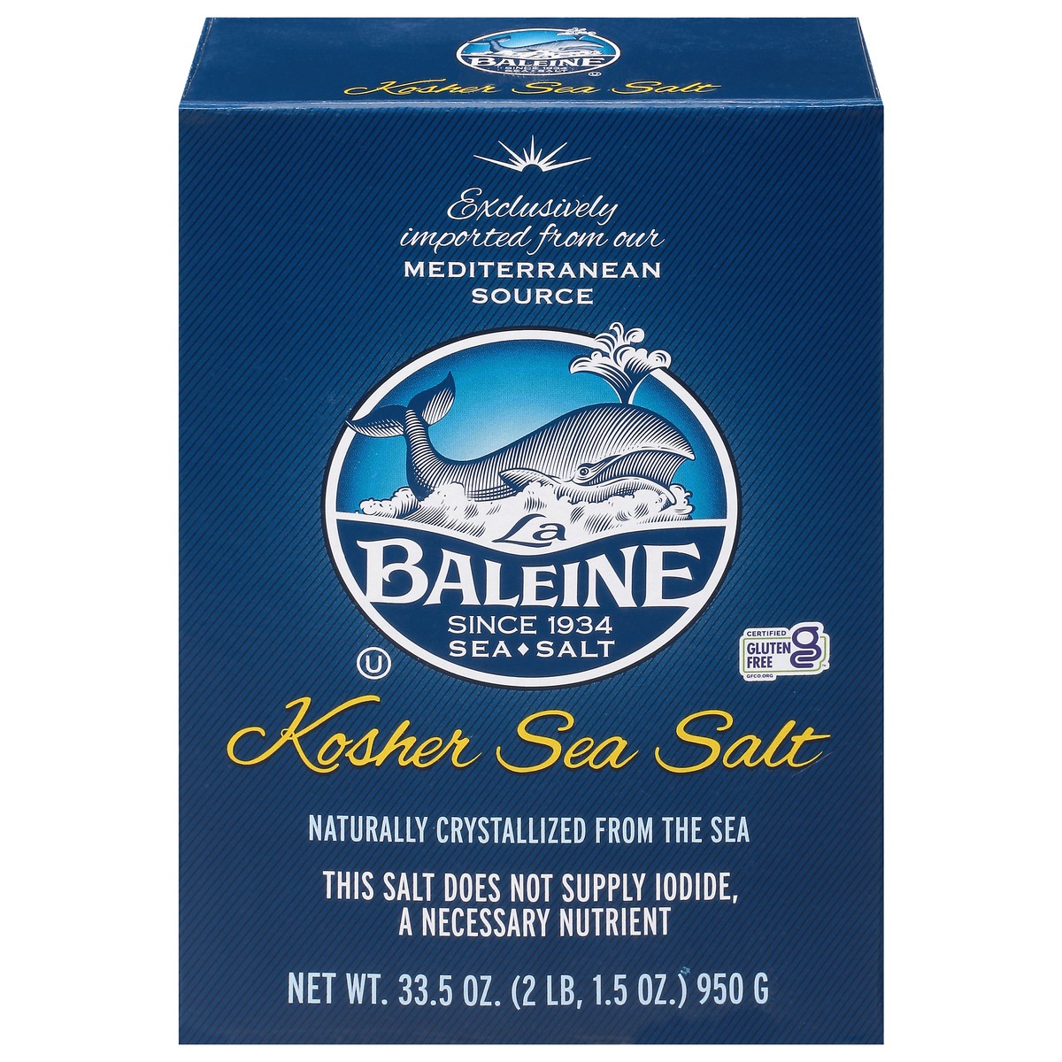slide 1 of 9, La Baleine Kosher Sea Salt 33.5 oz, 33.5 oz