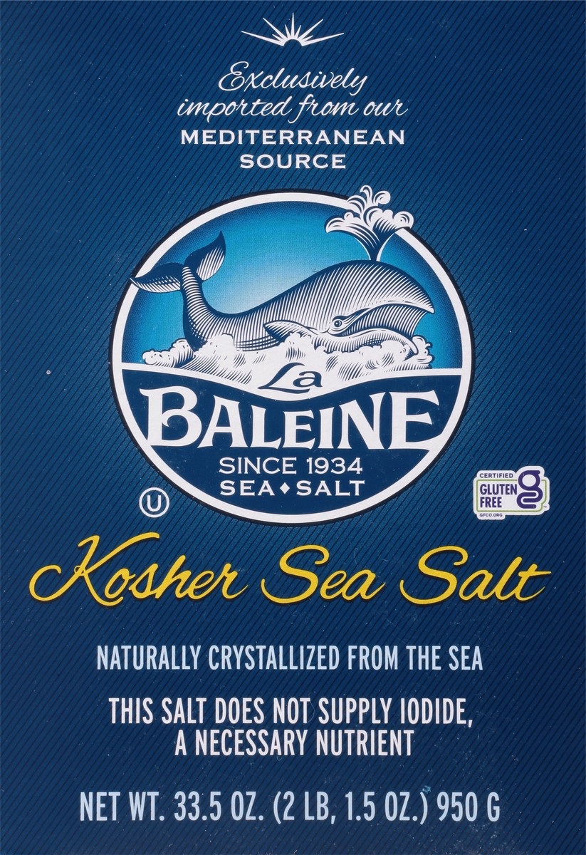 slide 6 of 9, La Baleine Kosher Sea Salt 33.5 oz, 33.5 oz