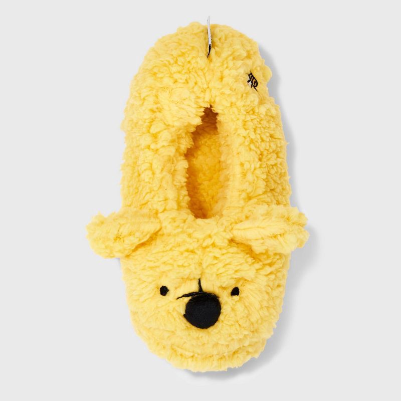 slide 3 of 4, Women's Disney Winnie the Pooh Slippers - Yellow M/L: Lightweight Slip-On House Footwear, Closed Round Toe, Flexible Outsole, 1 ct