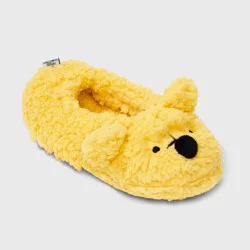 Women's Disney Winnie the Pooh Slippers - Yellow M/L: Lightweight Slip-On House Footwear, Closed Round Toe, Flexible Outsole