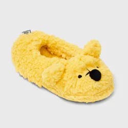 Women's Disney Winnie the Pooh Slippers - Yellow M/L: Lightweight Slip-On House Footwear, Closed Round Toe, Flexible Outsole