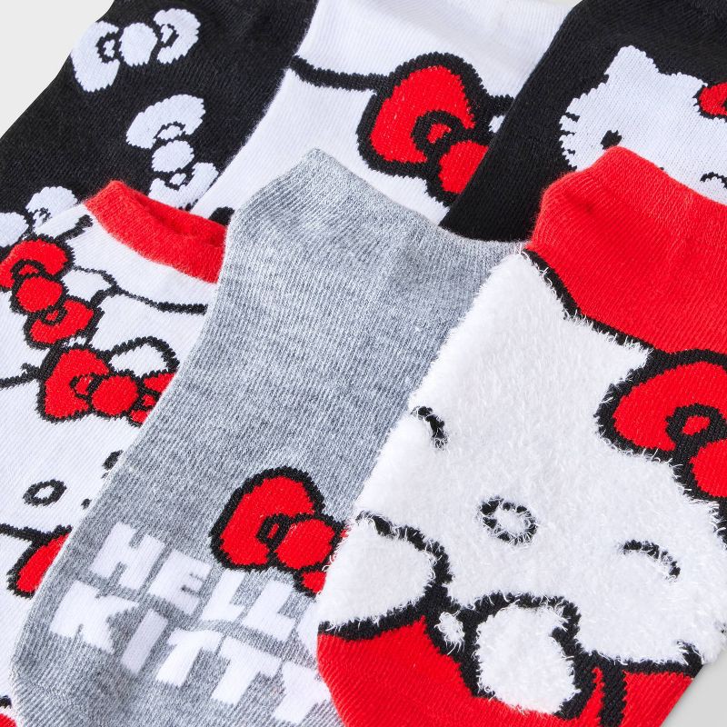 slide 3 of 3, Women's Hello Kitty 6pk Low Cut Socks - Red/Black/Heather Gray 4-10: Knit Polyester, Machine Wash, Tumble Dry, 6 ct