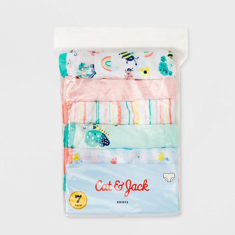 Toddler Girls' 7pk Rainbow Critters Briefs - Cat & Jack™ Pink 4t