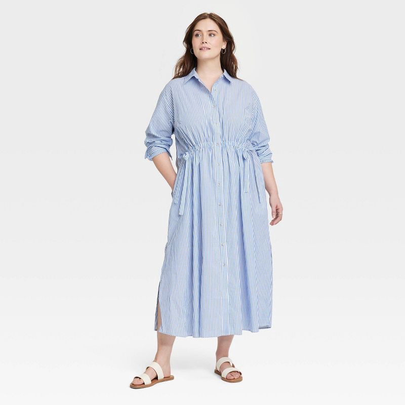 Women's Long Sleeve Cinch Waist Maxi Shirtdress - Universal Thread