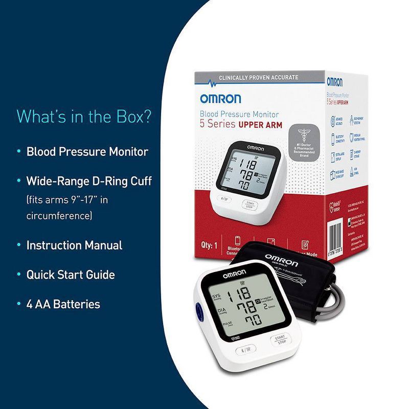 slide 4 of 5, Omron Series 5 Upper Arm Blood Pressure Monitor, 1 ct