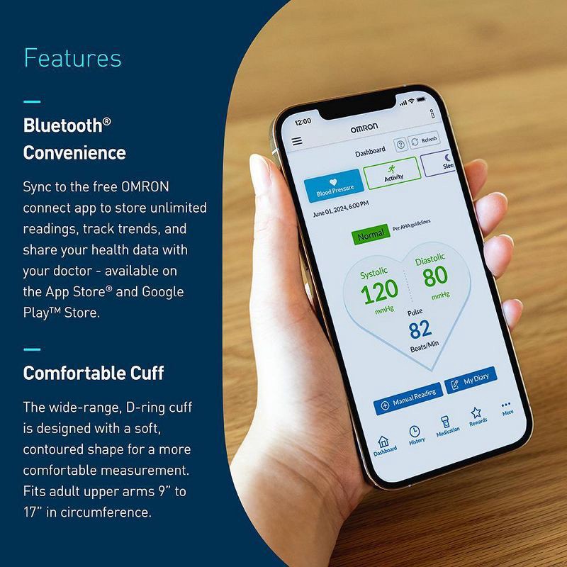 slide 4 of 6, Omron Series 3 Upper Arm Blood Pressure Monitor with Bluetooth, 1 ct