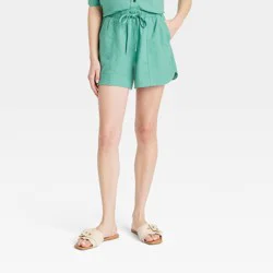 Women's High-Rise Linen Pull-On Shorts - Universal Thread™ Green XL