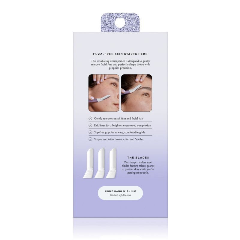 slide 7 of 9, Billie Sparkle Dermaplaning Starter Kit - Reusable Handle + 3 Refill Blades, 1 ct