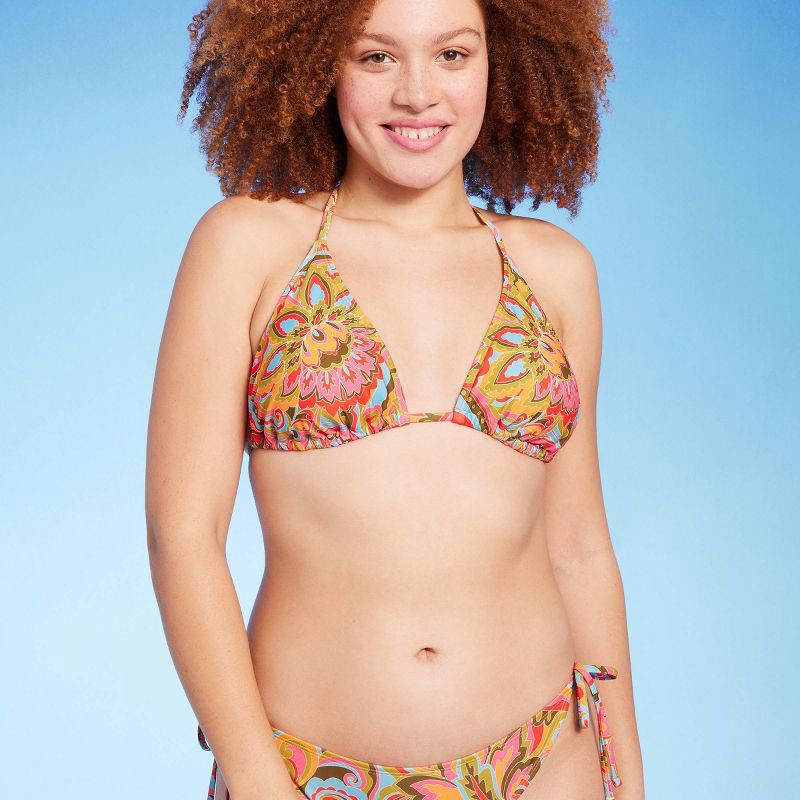 Women's Paisley Print Triangle Bikini Top - Wild Fable™ Multi XXS