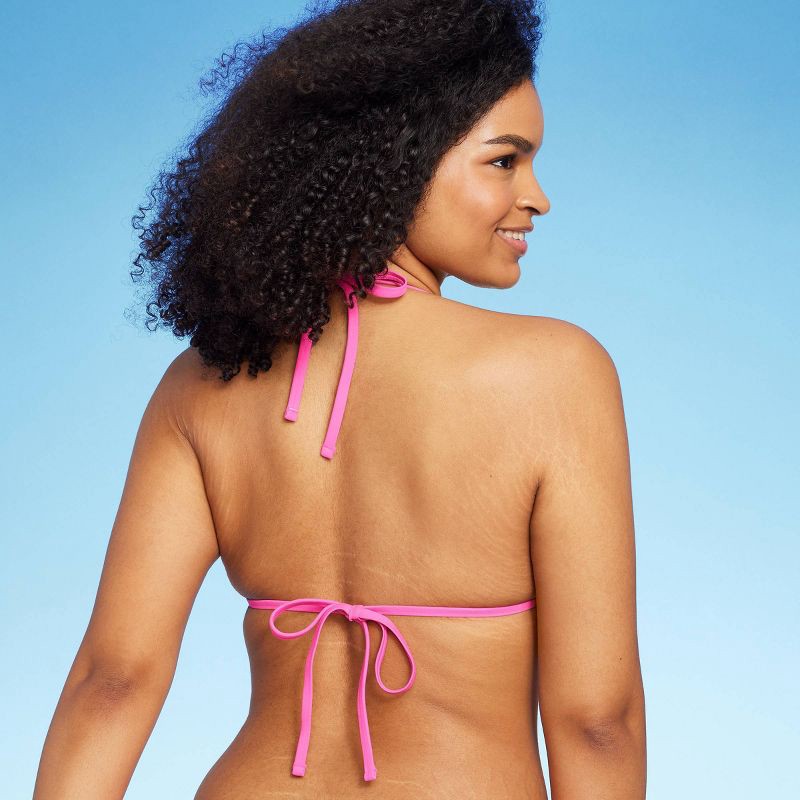 slide 3 of 5, Women'sHeart Shaped Gem Embellished Triangle Bikini Top - Wild Fable™ Pink M: Swimsuits, Rhinestone Detail, Adjustable Strap, 1 ct