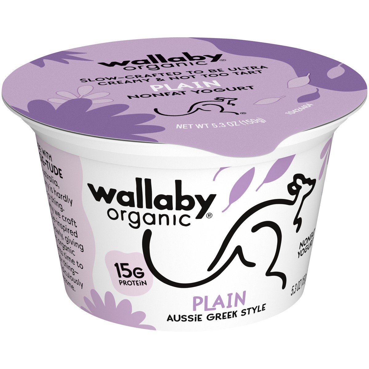 slide 9 of 9, Wallaby Organic Aussie Greek Nonfat Yogurt, Plain, 5.3 oz. USDA Organic, 5.3 oz